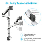 SHOPPINGALL Bras de moniteur extra-long à double vérin à gaz, empilé verticalement, pour écrans 15"-32" -SA-GA24L-Blanc- Options de fixation sur bureau et sur œillet dans la boîte - 
