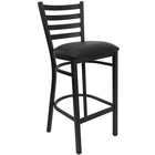 Flash Furniture – Table ronde 36 po, stratifié noyer, base ronde et 4 tabourets en métal, dossier échelle, siège noir en vinyle-Dimensions : 42 haut. x 36 larg. x 36 prof. (po)