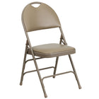 Flash Furniture – Chaise pliante en métal HERCULES grande capacité à poignée, 3 barreaux, vinyle beige (HAMC705AV3BGE)-Siège et dossier rembourrés en vinyle beige