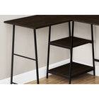Monarch Specialties - 7590 Bureau 48 po L - Dessus Espresso De Coin/Metal Noir-Idéal pour les plus petits espaces de travail nécessitant du rangement, ce bureau à 3 niveaux ouverts. Finition sur tous les côtés pour un placement polyvalent dans votre bureau à domicile