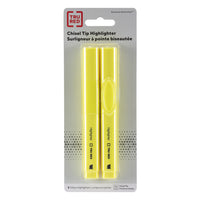 TRU RED – Surligneur de style réservoir avec prise, pointe biseautée, jaune, paquet de 2-Prise caoutchoutée confortable