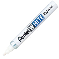 Pentel - Marqueur Permanent Blanc, Pointe Moyenne-Encre blanche à séchage rapide à base de pigments de kaolin