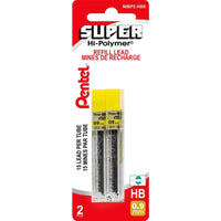 Pentel - Recharges pour portemines, 0,9 mm, qualité HB, 2 paquets de 15 mines-Mines de recharge, 0,9 mm, qualité HB