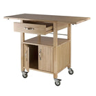 Winsome Kitchen – Chariot de cuisine, à doubles abattants, armoire avec tablette, naturel-Comprend 2 abattants, un tiroir d’ustensiles, une tablette ouverte et une armoire de rangement à 2 portes