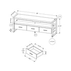 Monarch Specialties - 2823 Meuble Tv - 60 po L/Faux Bois Noir/3 Tiroirs-Peut accueillir des téléviseurs jusqu'à 59â€�
