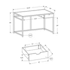 Monarch Specialties - 7222 Bureau 42 po - Blanc/Metal Argent-Design compact et style contemporain idéal pour les petits bureaux à domicile