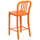 Tabouret à hauteur de comptoir de qualité commerciale pour l'intérieur / l'extérieur de 24 po en métal orange-Siège ergonomique profilé