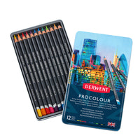 Derwent - Crayons Procolour boîtier, paquet de 12-Les crayons Procolour ont un noyau fort et lisse richement coloré qui maintient une pointe pointue pour un dessin détaillé