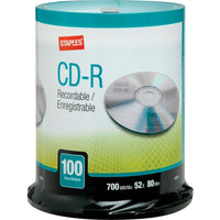 Staples - CD-R 52x 700 Mo/80 min., paq. cyl./100-Utilisez ces CD-R pour sauvegarder vos présentations, vos vidéos, votre musique et plus encore