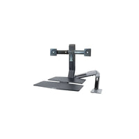 Ergotron Deux moniteurs avec surface de travail + support WorkFit-A-Noir; Aluminium poli
