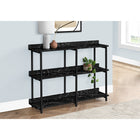 Monarch Specialties - 2220 Table D'Appoint 48 po L - Console Marbre Noir/Metal Noir-3 tablettes identiques fournissant une piece d'affichage symetrique