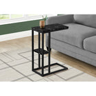 Monarch Specialties - 3674 Table D'Appoint - 25 po H/Marbre Noir/Metal Noir-Comprend un dessus table rectangulaire fini marbre noir et un cadre en metal noir avec une petite etagere secondaire