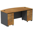 Bush – Coquille de bureau de 72 po à devant arqué avec caissons mobiles, collection Westfield, cerisier naturel/gris graphite-Surface stratifiée Diamond Coat résistante aux égratignures et aux taches, très durable