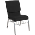 Flash Furniture – Chaise d’église Hercules 18,5 po larg, siège 4,25 po épais, compartiment pour livre, noir, structure argentée-Capacité de poids de 800 lb