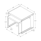 Monarch Specialties - 3053 Tables Gigognes - Ens. 2Pcs/Taupe Fonce/Verre Trempe - Paquet de 2-Assemblage nécessaire