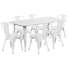 Flash Furniture – Table rectangulaire 31,5 x 63 po et 6 chaises empilables, int./ext., métal, blanc (ET-CT005-6-30-WH-GG)-Pour 6 personnes