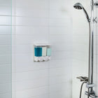 Clear Choice – Distributeur à savon avec 3 réservoirs, blanc-S'installe en quelques minutes sans outils à l'aide de l'adhésif étanche en silicone et du ruban adhésif double-face (inclus)