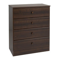 Prepac - Commode Astrid, 4 tiroirs, espresso-Dimensions (assemblé, po) : 30 lar. x 36,25 haut. x 16 prof.