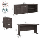 Bush Business Furniture - Bureau d'ordinateur 60 po l avec classeur mobile et armoire basse Studio A - gris orage-La surface de 60 po du bureau comprend deux passe-fils integres pour garder les fils et les câbles en ordre