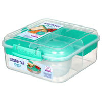 Sistema Contenant cubique bento To Go MC 1,25 L-Le contenant cubique bento Sistema To Go MC est doté de dispositifs de blocage faciles à utiliser, de plusieurs compartiments amovibles et d’un pot à yogourt de 150 ml, pour garder vos aliments frais et séparés jusqu’à ce que vous soyez prêt à les manger