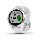 Garmin - Montre intelligente Approach S42 - Argent poli avec bracelet blanc-Le grand ecran tactile couleur de 1,2 po facile à lire avec cadre en metal est elegant et leger.