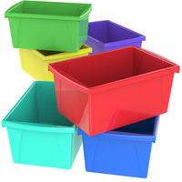 Storex bac de rangement scolaire 5.5 Gallon (21L) - couleurs variées - paquet de 6-Organiser des livres, des fournitures arts et artisanat, jouets et plus