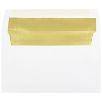 JAM Paper Enveloppes avec fini métallique et fermeture gommée, 6 x 9 1/2 po, blanc avec intérieur doré, paq./100-Blanc avec intérieur doré