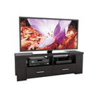Sonax™ - Meuble pour téléviseur de 60 po Bromley avec espace de rangement pour composants, noir Ravenwood-Tiroirs de rangement doubles avec poignées en aluminium au fini satiné  