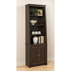 Prepac™ - Bibliothèque à dossier incliné élevé avec 2 portes Shaker, fini espresso-Dimensions (po) : 80 haut. x 26 1/4 lar. x 14 1/4 prof.