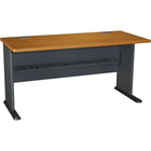 BushMD – Bureau 60 po de la collection Cubix, cerisier naturel/gris ardoise-Pattes ajustables pour une meilleure stabilité