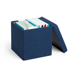 Poppin - Siège Boîte - Bleu Marine-En tissu polyester tissé bleu marine facile à nettoyer