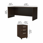 Bureau 72 po x 30 po avec classeur mobile Studio C de Bush Business Furniture - noyer noir/noyer noir-Bois d’ingénierie en noyer noir/noyer noir