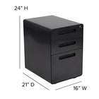 Flash Furniture Classeur ergonomique à 3 tiroirs pour dossiers juridiques et lettres, noir-Conçu pour s'adapter sous la plupart des tables et des bureaux