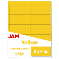 JAM Paper - Étiquettes d'adresse d'expédition - Envoi standard - 2 po x 4 po - Jaune - Paquet de 120-Emballage anglais seulement
