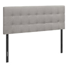 Monarch Specialties - 6003Q Lit Queen Tete De Lit - Tissus Gris-Tête de lit bouton touffeté et rembourré en tissu d'aspect lin gris