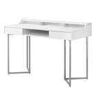 Monarch Specialties - 7361 Bureau 48 po L - Blanc/Metal Argent-2 tiroirs avec mécanisme à pousser et 1 lucarne centrale ouverte