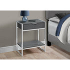 Monarch Specialties - 3484 Table D'Appoint - 24 po H/Gris/Metal Chrome-Étagère inférieure ouvert pour stocker ou afficher des objets supplémentaires