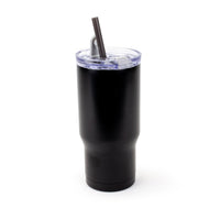 Gry Mattr - Tasse de voyage avec paille - 700 ml - Noir-Acier inoxydable