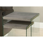Monarch Specialties - 3053 Tables Gigognes - Ens. 2Pcs/Taupe Fonce/Verre Trempe - Paquet de 2-Base en verre trempé robuste