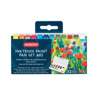 Ensemble de godets à peinture Inktense Derwent - Palette # 2 - paquet de 12-Permanent - contrairement à l'aquarelle traditionnelle, les lavis de peinture vive peuvent être appliqués sans dissoudre les couches préalablement séchées