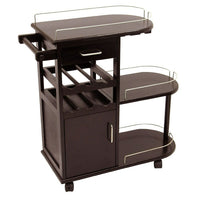 Winsome – Chariot de divertissement avec porte-verre, armoire et tiroir, espresso-Amusez vos invités avec ce chariot de divertissement pratique à roulettes.  Permet de tenir et de transporter des bouteilles de vin, des verres et plus encore. 2 tiroirs, 3 tablettes et une tringle pour serviettes de bar.