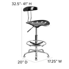 Flash Furniture – Tabouret de dessinateur éclatant de 30,5 po avec siège tracteur, noir (LF215BLACK)-Appui-pieds circulaire en chrome