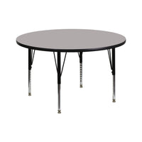 Flash Furniture – Table d’activités ronde de 42 po, dessus stratifié haute pression 1,25 po, pattes préscolaires réglables, gris-Stratifié gris
