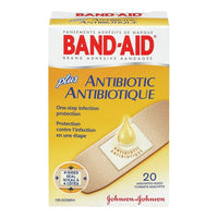 BAND-AID Brand - Pansements « Plus Antibiotique », formats assortis, paq./20-Protection commode contre l'infection, en une étape &ndash; de l'onguent antibiotique a été placé directement sur le coussinet.