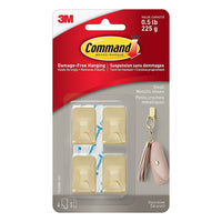 Command – Petits crochets métallique, 17032BR-4EF, couleur laiton, 4 crochets, 5 bandes-Ajoutez un peu de style à votre chambre avec des crochets métalliques tendance