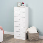 Prepac - Commode Astrid élevée WDBH-0401-1-V à 6tiroirs, blanc Cristal-Coulisses de tiroir douces