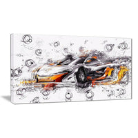 Designart – Toile étirée sur les bords, voiture exotique noire et orange (PT2628-32-16)-Impression