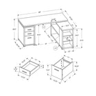 Monarch Specialties - 7319 Bureau - Taupe Fonce De Coin Cote Droit Ou Gauche-Conçu de manière durable et avec une configuration réversible pour une installation à gauche ou à droite, fini sur tous les côtés, placez ce bureau contemporain à faible encombrement dans un coin pour l'étude, l'écriture, ou n'importe où dans un bureau à domicile moderne pour créer votre espace de travail fonctionnel.