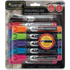 QuartetMD - Marqueurs à effacement sec EnduraglideMDet trousse d’accessoires, pointe biseautée-La conception à trois compartiments brevetée permet aux marqueurs à effacement à sec EnduraGlide d’offrir des couleurs vives et constantes sur les tableaux effaçables à sec, la céramique, le verre et les autres surfaces non poreuses