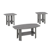 Monarch Specialties - 7925P Ens De Tables - 3Pcs/Gris-Table basse : 22 haut. x 16 larg. x 36 prof. (po) Table d'appoint : 20 haut. x 20 larg. x 20 prof. (po)